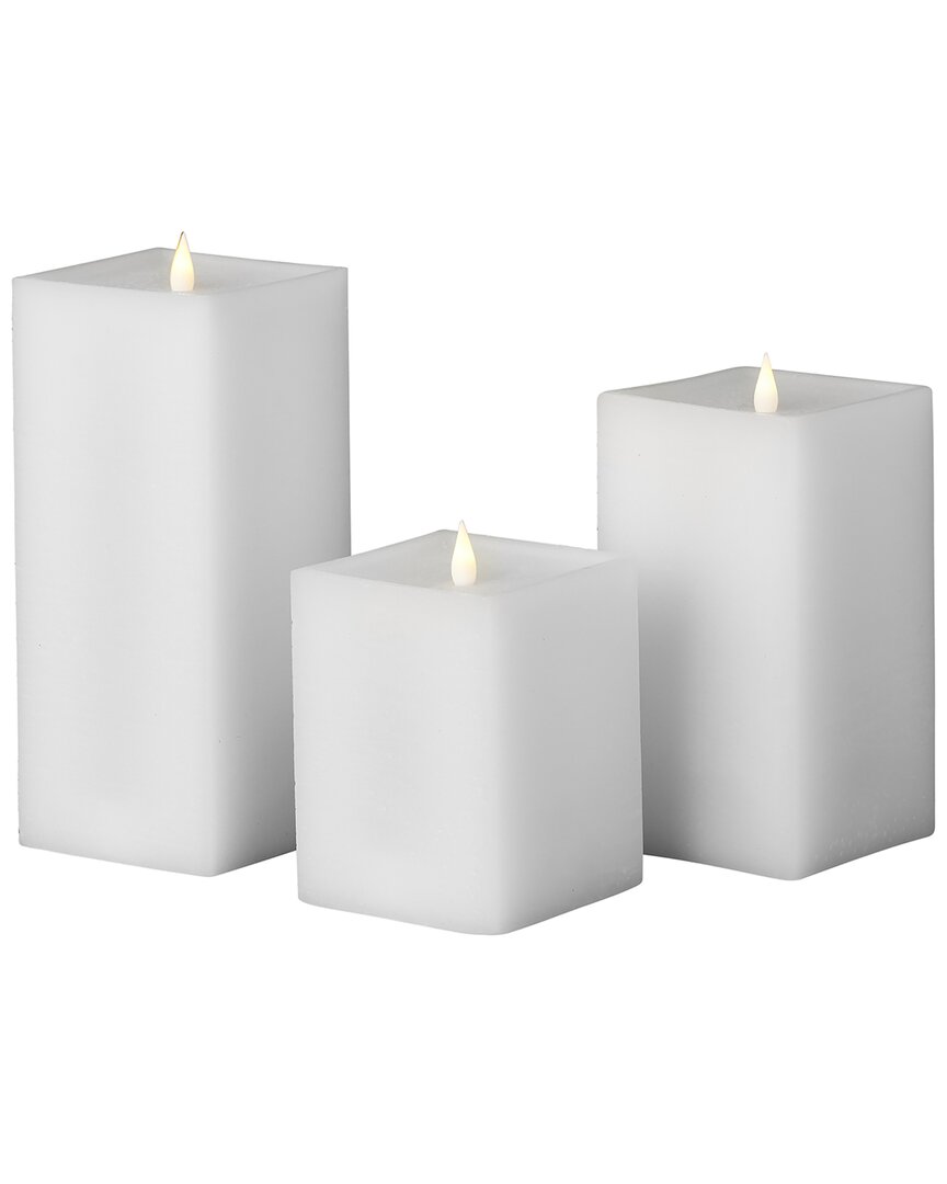 Seasonal Llc Classic Motion Flameless Square Candle 3pc Set In White