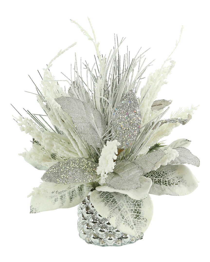 Creative Displays Silver Holiday Arrangement With Snowy Magnolia Leaves