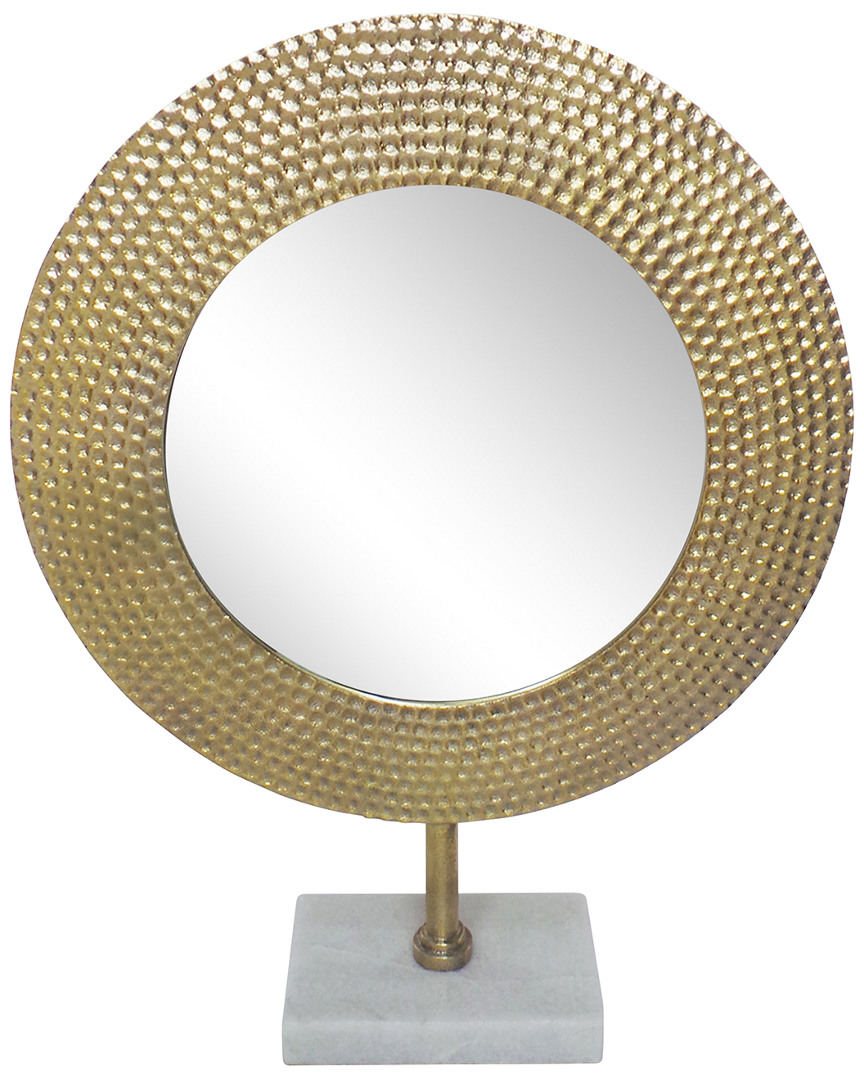Sagebrook Home Metal Hammered Mirror On Stand In Gold