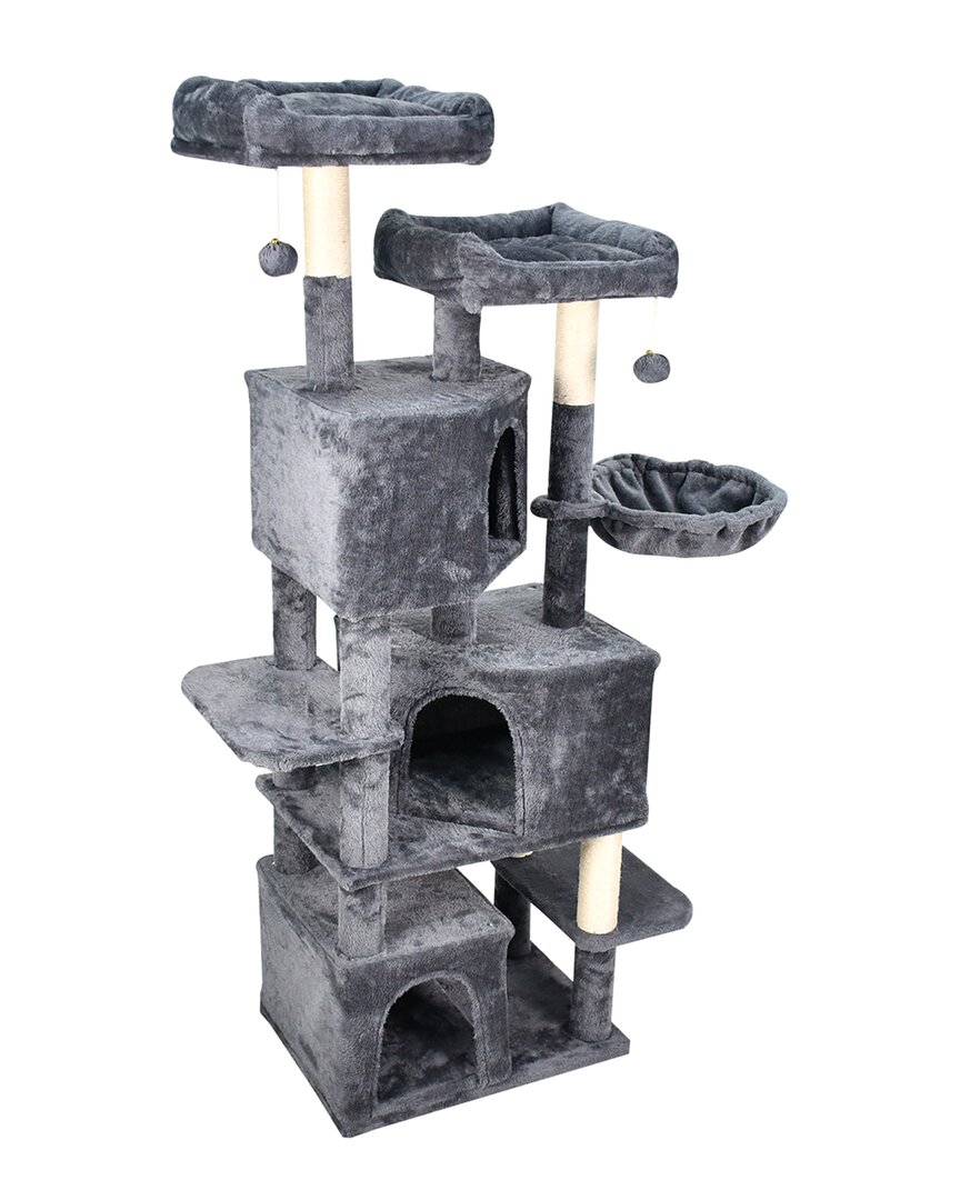 Jespet Multi-level 65in Furry Cat Tree & Condo In Blue
