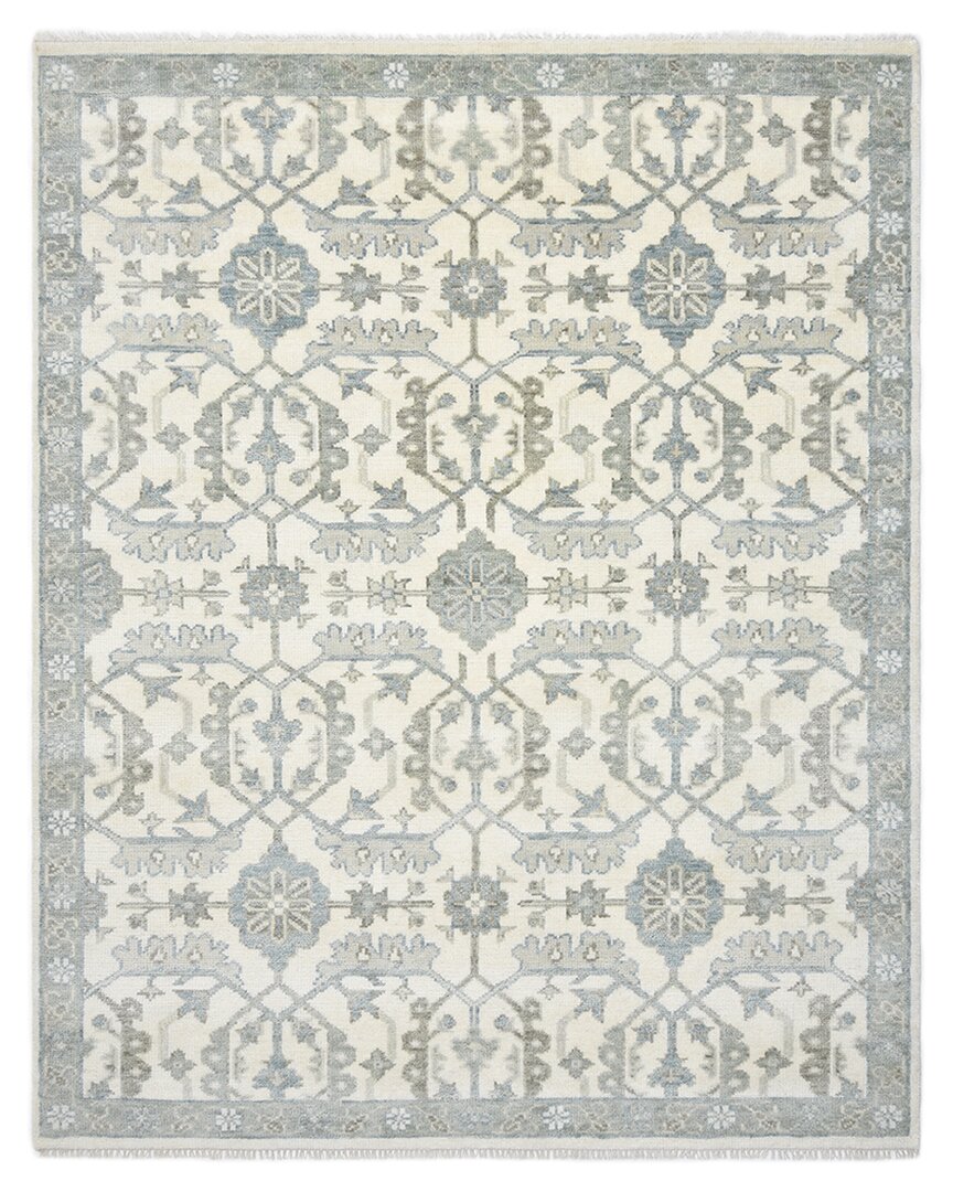 Solo Rugs Patterned Hand-knotted Wool Rug In Ivory
