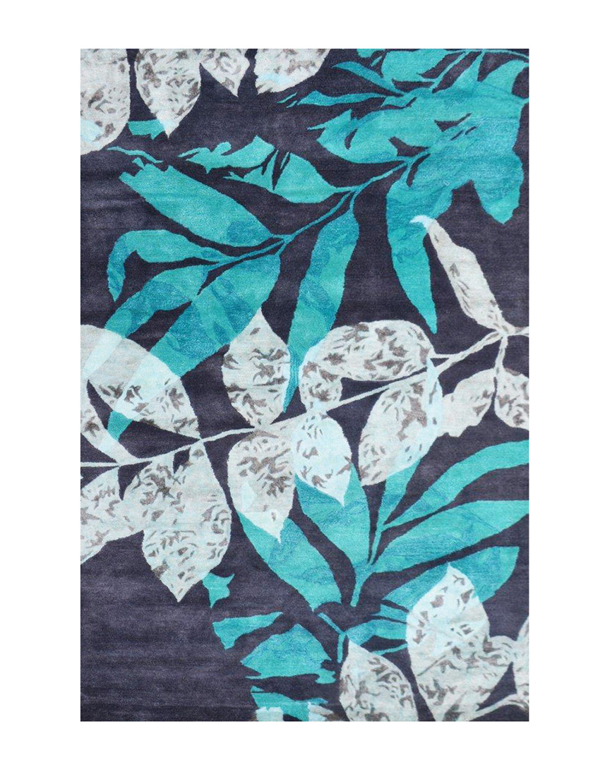 R16 Leaf Silhouette Hand-made Wool & Silk Contemporary Rug