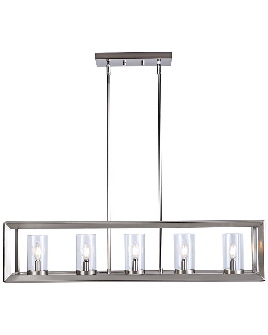 Jonathan Y Designs Anna 38 5 Linear 5 Light Metal Glass Led Pendant In Metallic
