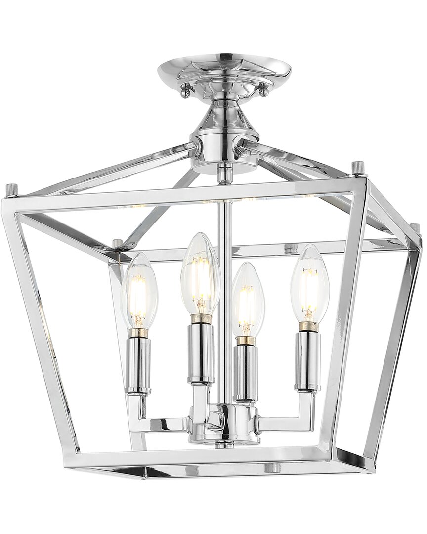 Jonathan Y Designs Plains Mini Lantern 12 4 Light Iron Modern Farmhouse Led Flush Mount In Metallic