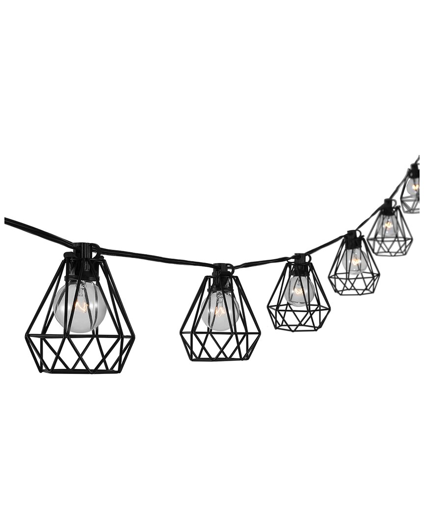 Jonathan Y Designs 10-light Indoor/outdoor Incandescent G40 Diamond Cage String Lights In Black