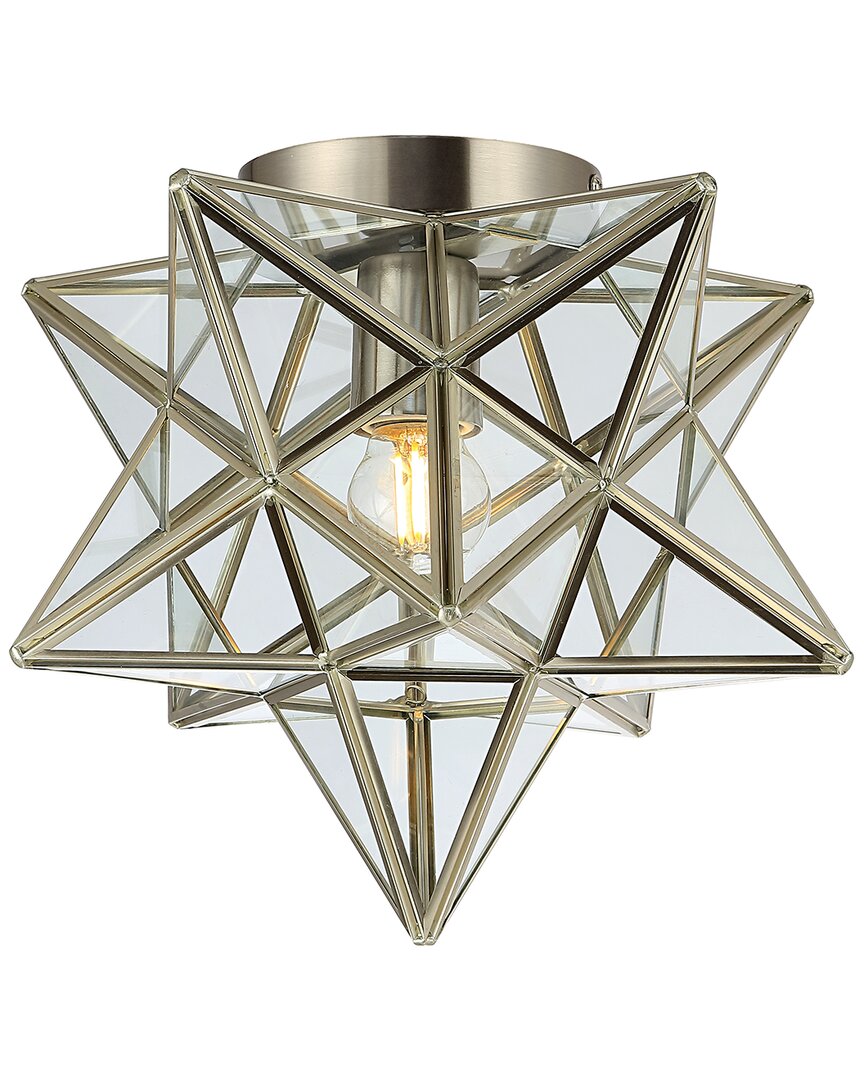 Shop Jonathan Y Designs Stella 12 Moravian Star Metal Glass Led Flush Mount In Metallic