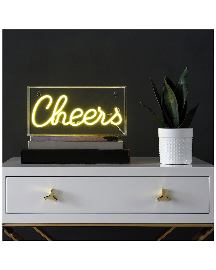 Jonathan Y Cheers Glam Acrylic Box Usb Operated Led Neon Light In Yellow