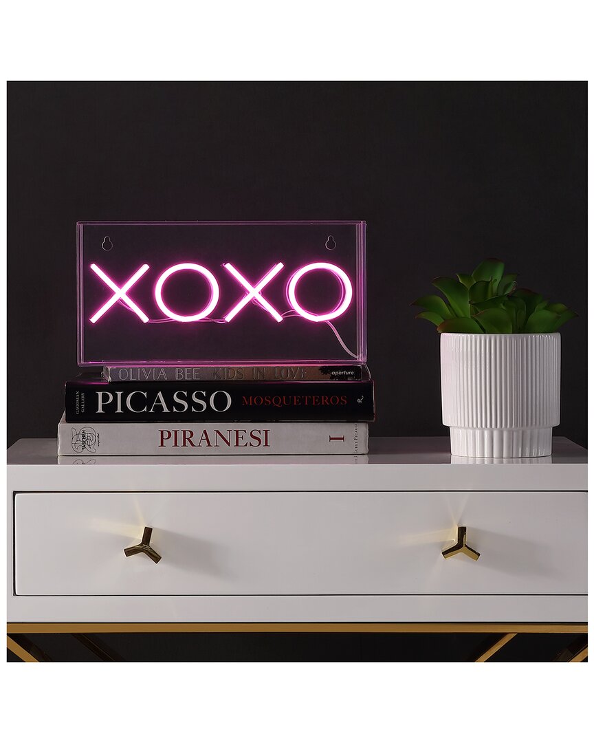 Jonathan Y Xoxo Glam Acrylic Box Usb Operated Led Neon Light In Pink