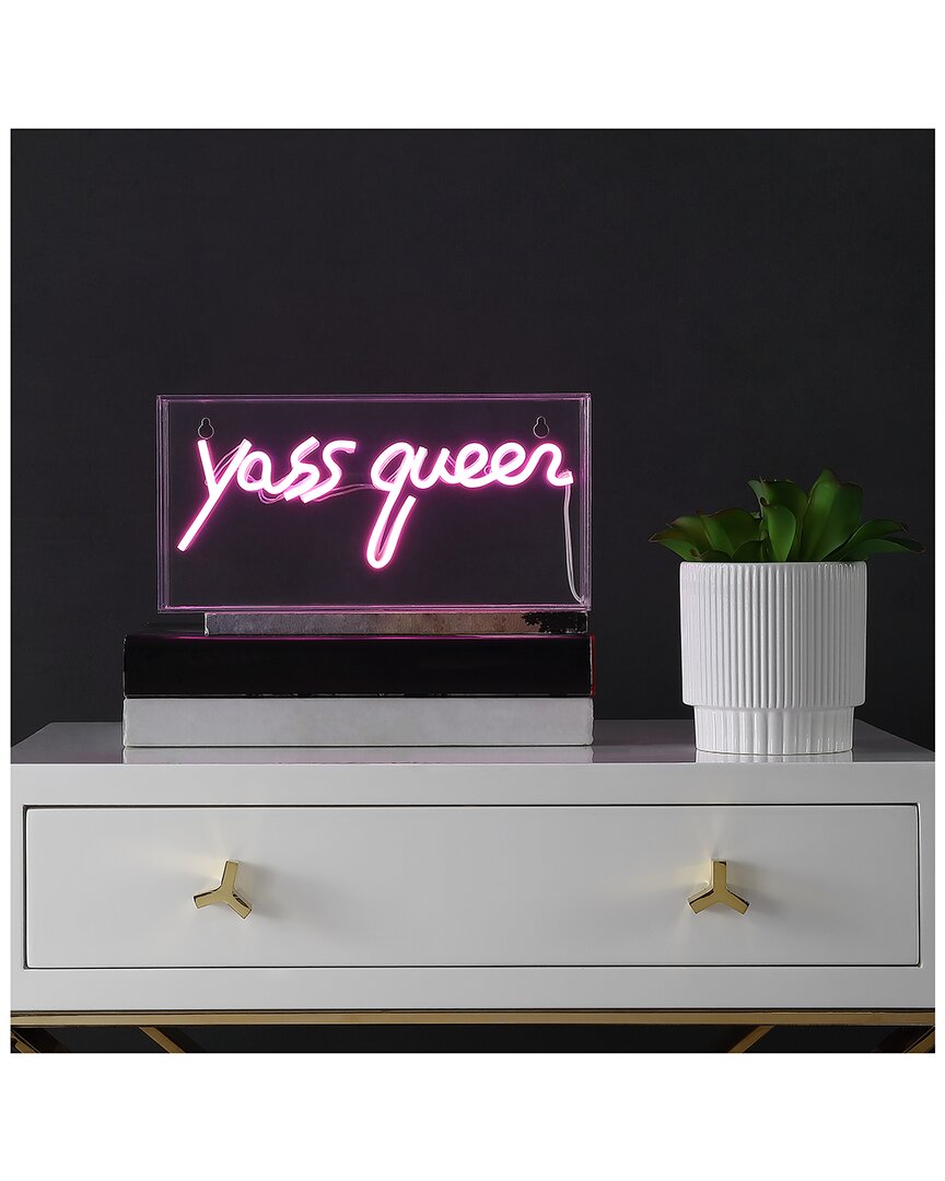 Jonathan Y Yass Queen Glam Acrylic Box Usb Operated Led Neon Light In Pink