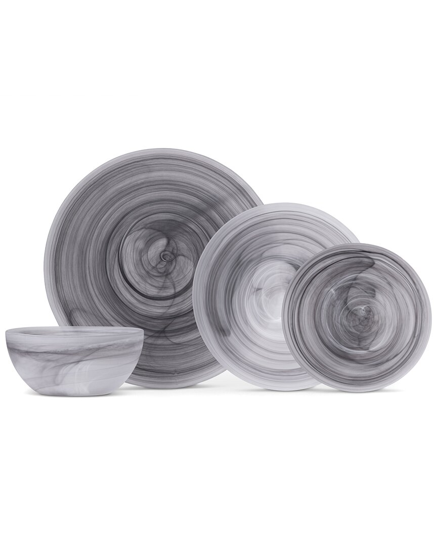 Fortessa La Jolla Glass 16pc Grey Dinnerware Set Service For 4 In Gray