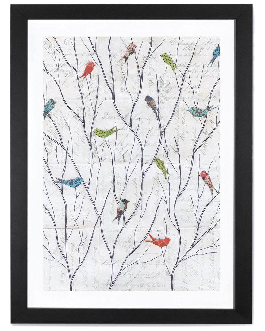 Icanvas Summer Birds Background I By Courtney Prahl Black Framed Fine Art Paper Print