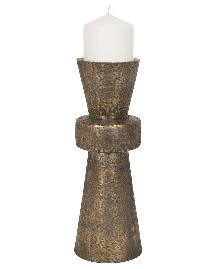 Mercana Odilia Large Textured Antiqued Geometric Candel Holder