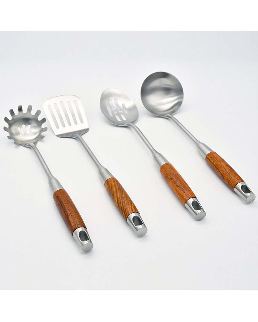Barenthal 4pc Stainless Steel Kitchen Utensil Set With Natural Wood Handles In Silver