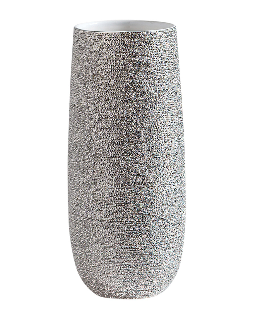 Torre And Tagus Brava Silver Spun Textured 11in Vase