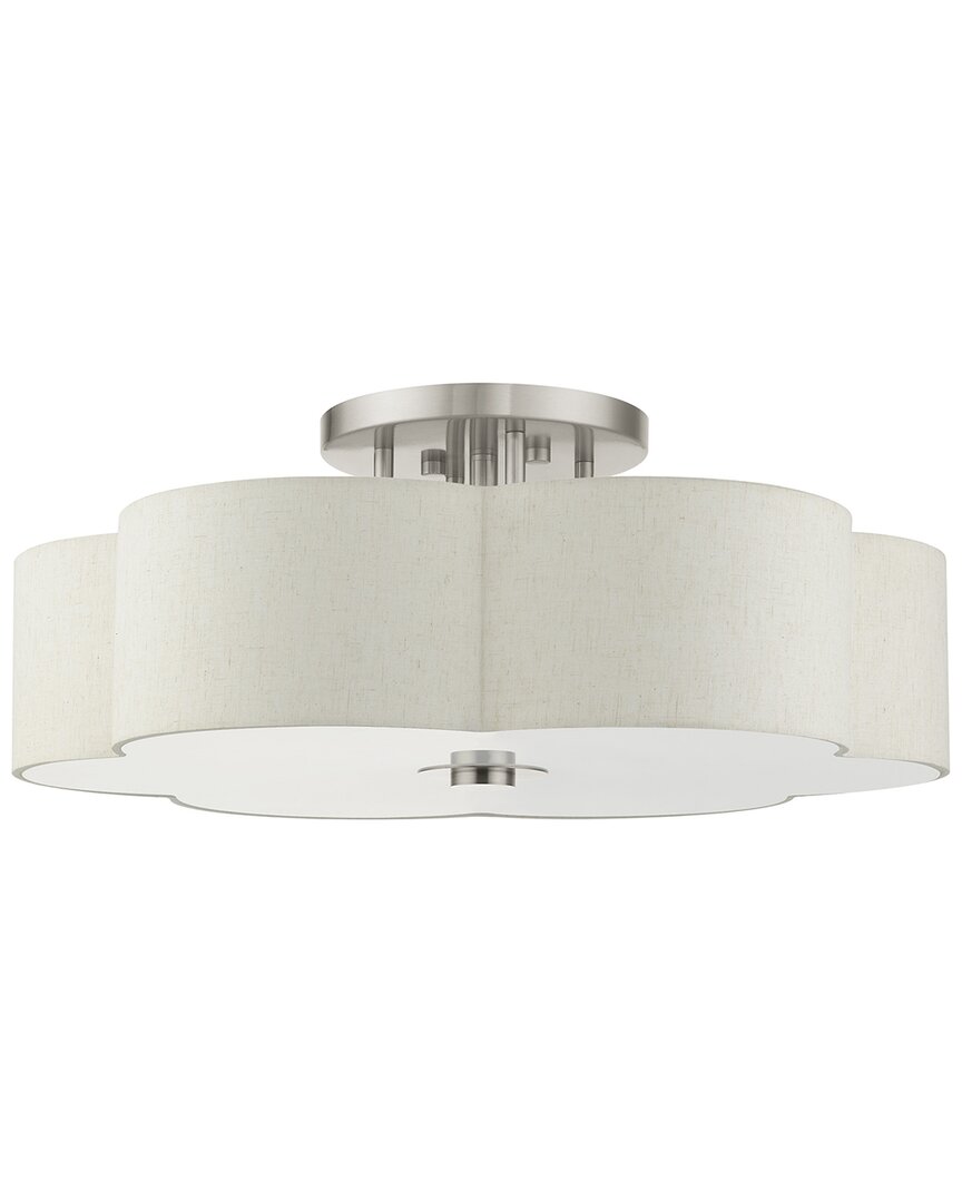Livex Lighting 6 Light Brushed Nickel Semi Flush