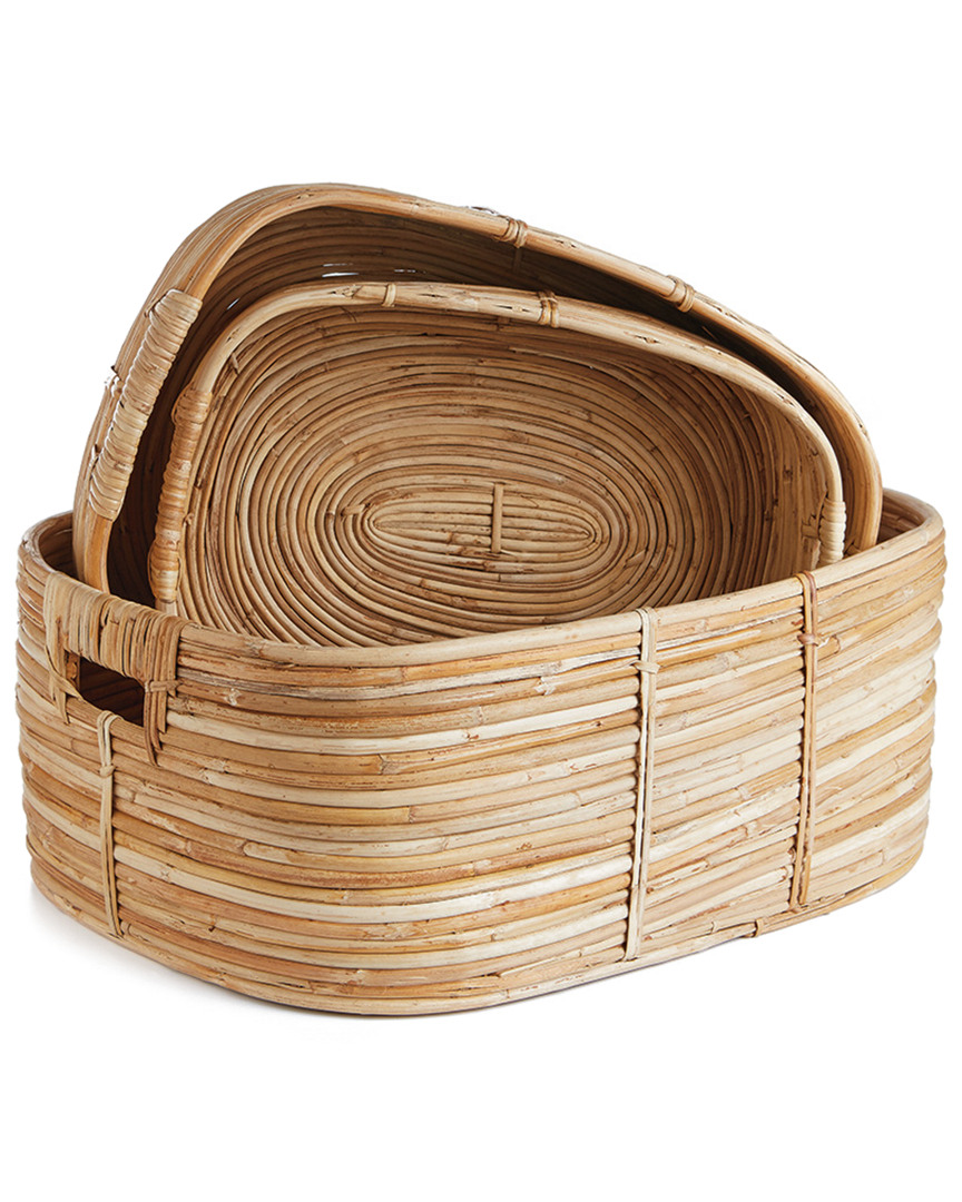 Napa Home & Garden Set Of 3 Cane Rattan Rectangular Baskets