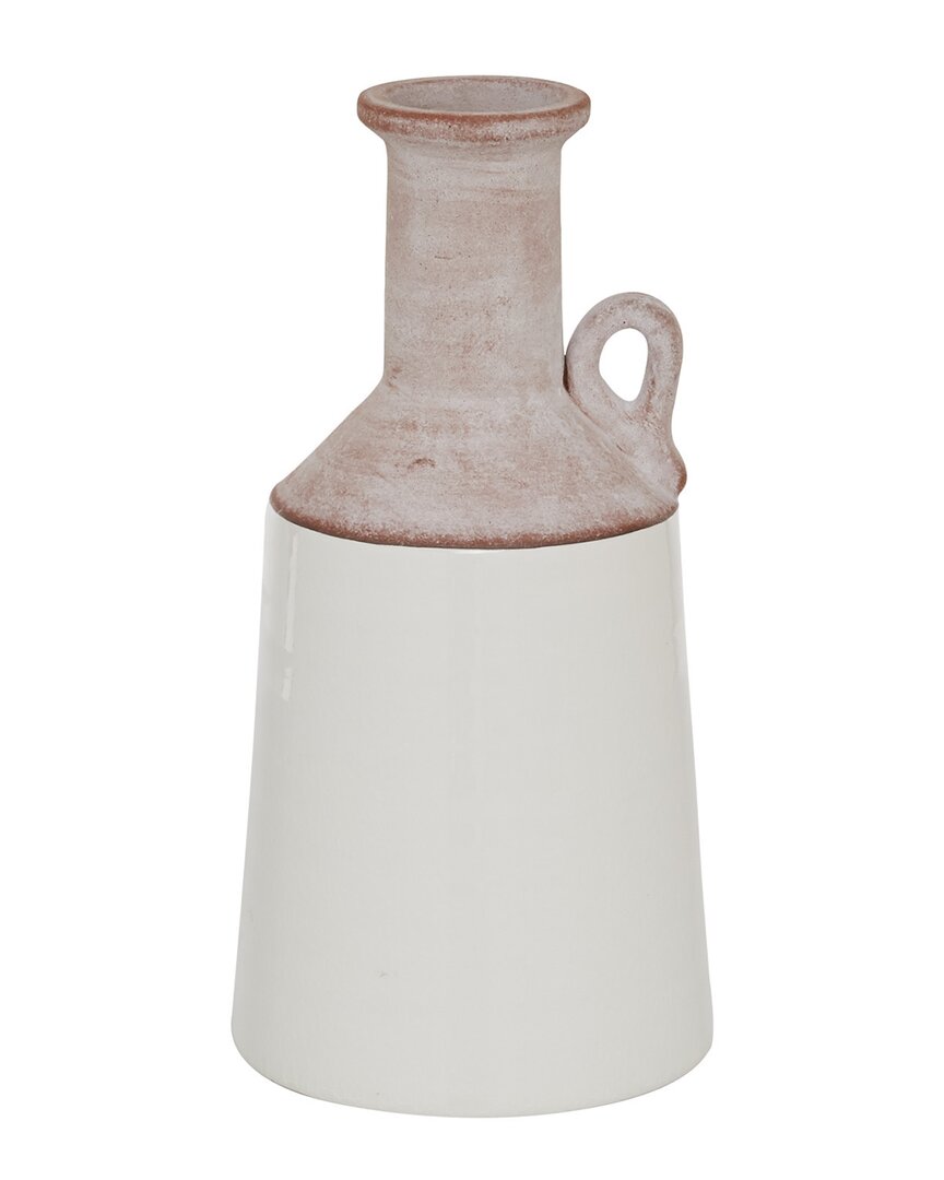 Peyton Lane White Ceramic Vase With Pink Accents