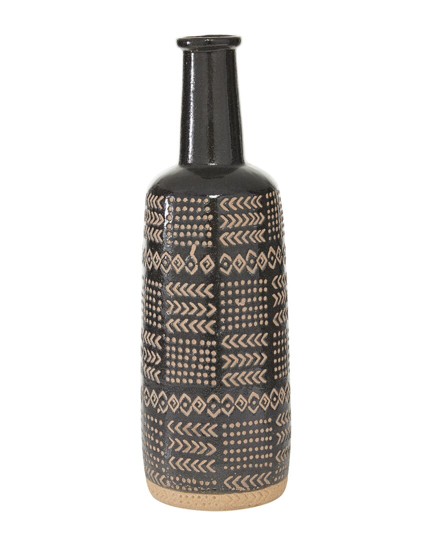 Peyton Lane Black Porcelain Eclectic Vase