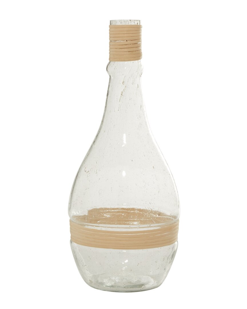 The Novogratz Clear Glass Vase With Rattan Detail