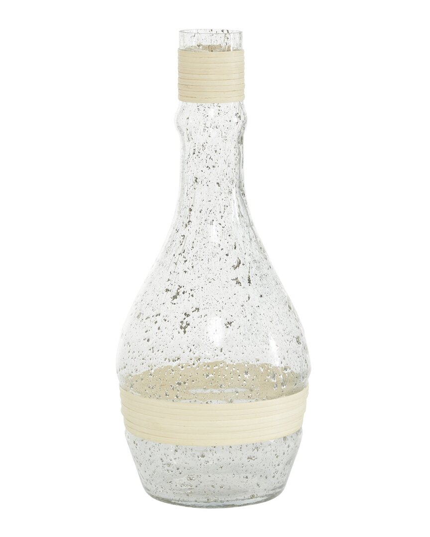 The Novogratz Clear Glass Vase With Rattan Detail