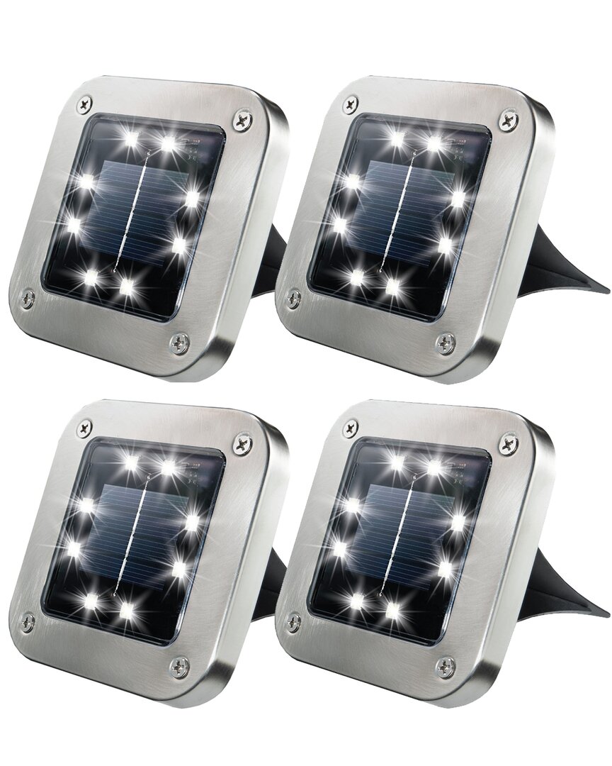 Bell + Howell 8 Led Outdoor Square Disk Lights - 4 Pack In Steel