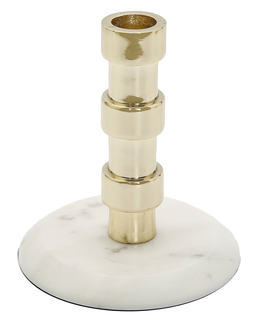 Alice Pazkus Tapered Candle Holder On Marble Base In Gold