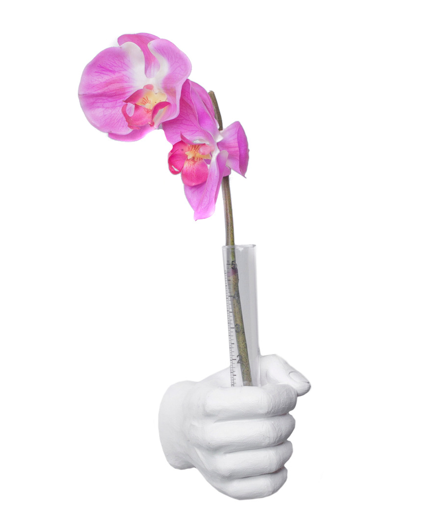 Interior Illusions Plus Flower Vase Grip Hand In White