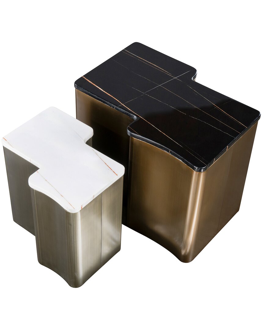 Statements By J Ludwig Set Of 2 Marble Top Coffee Tables