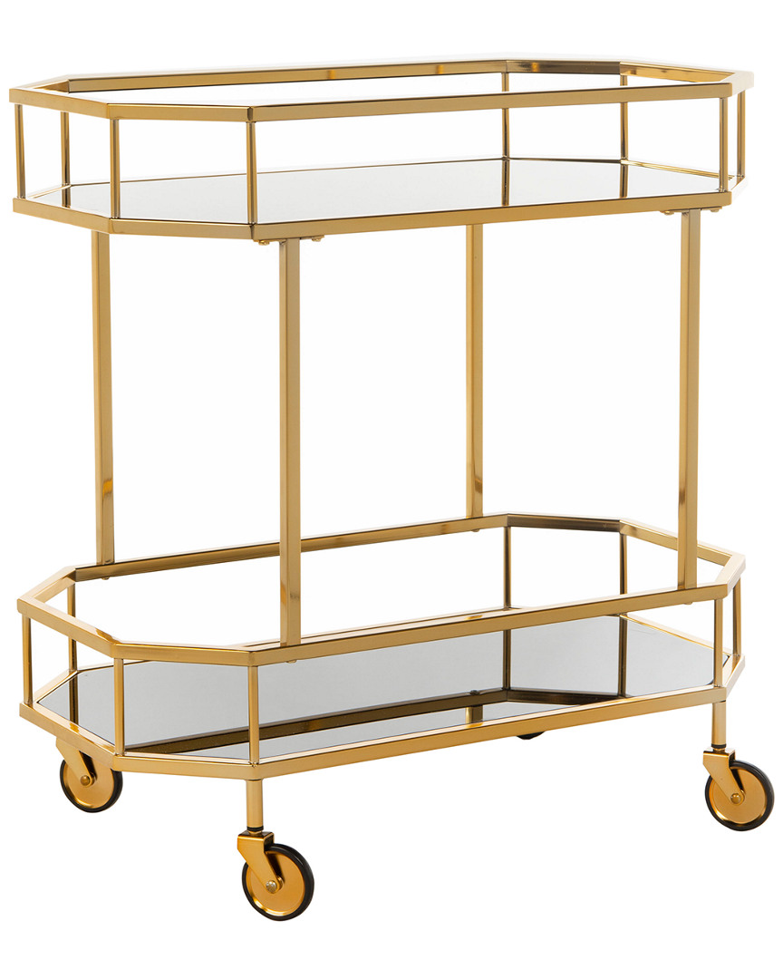 Safavieh Furniture Silva 2-tier Octagon Bar Cart In Brass
