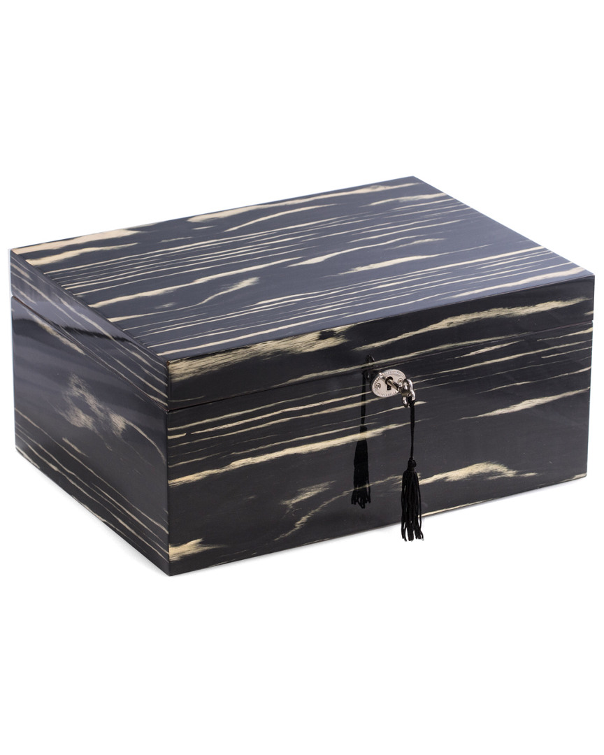 Bey-berk Lacquered Ebony Wood 100-cigar Humidor