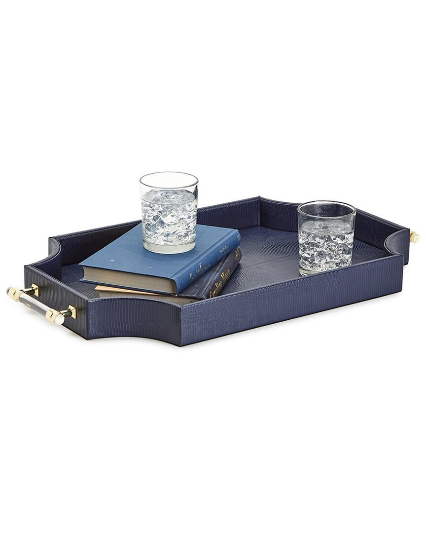 Two's Company Regency Decorative Rectangle Tray In Blue