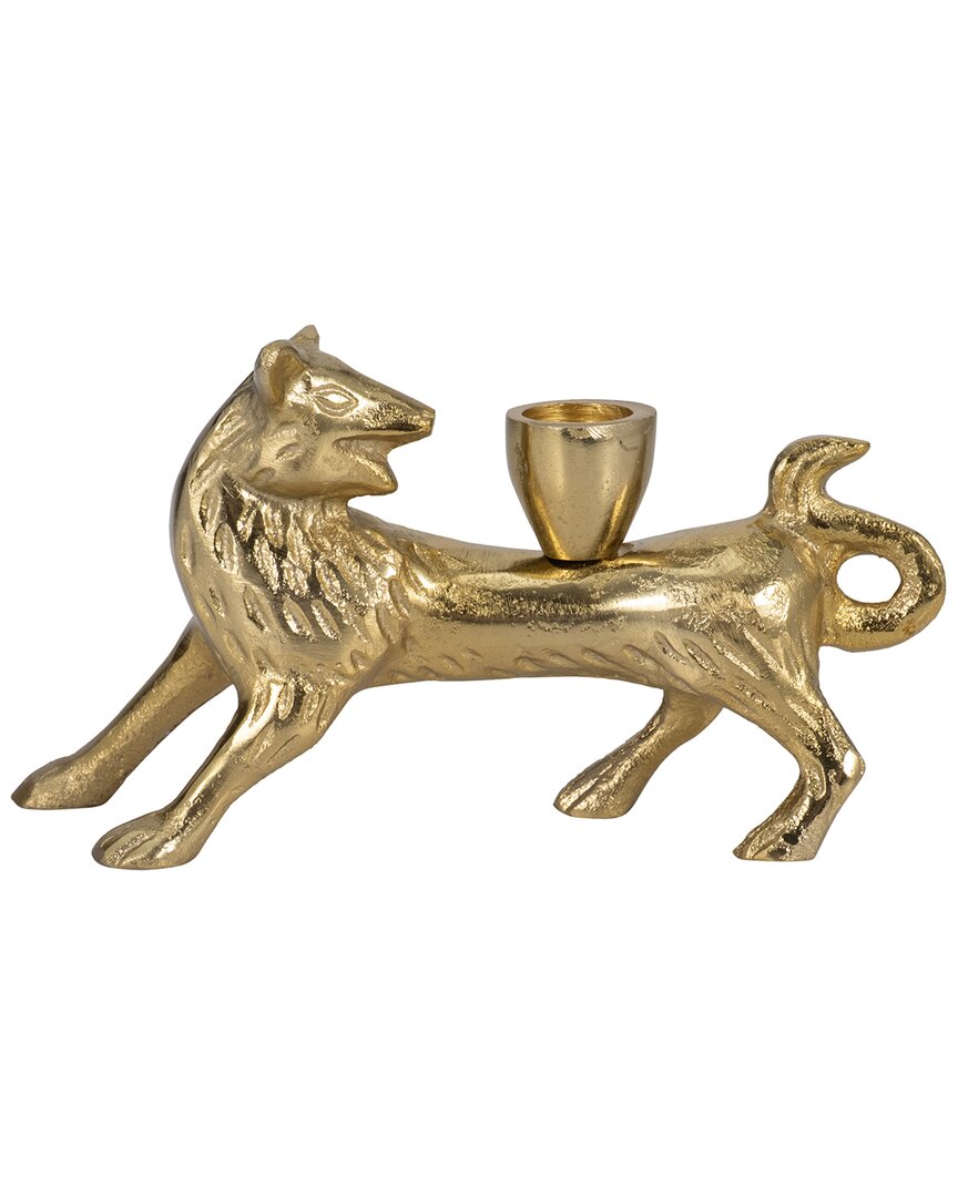 Sagebrook Home 8in Fox Taper Candle Holder In Gold