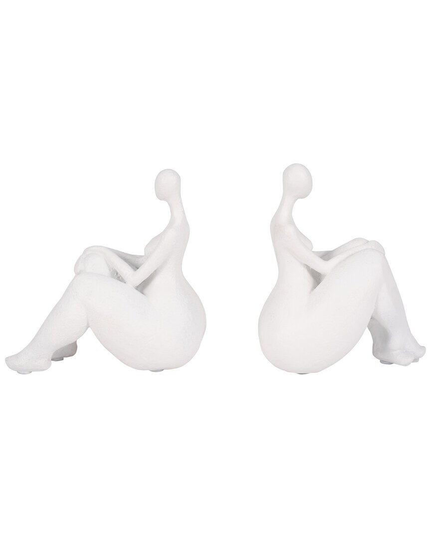 Sagebrook Home Set Of 2 Sitting Ladies Bookends In White