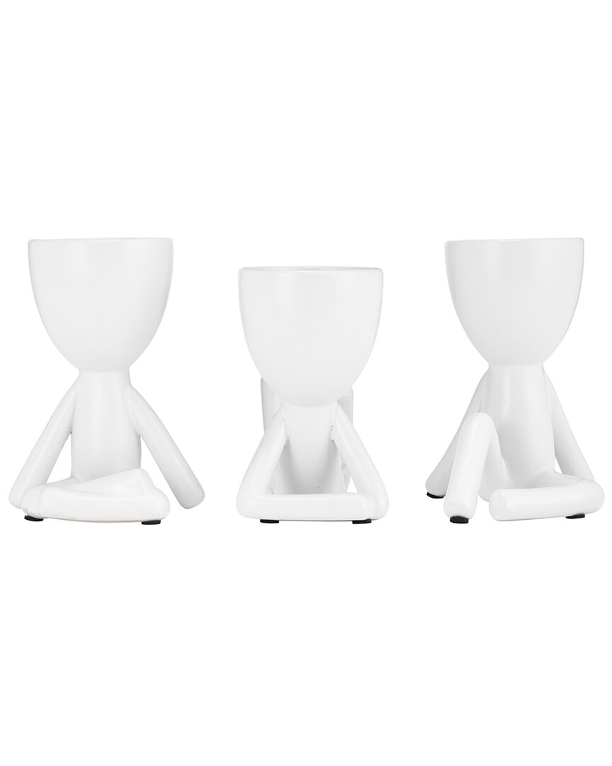 Sagebrook Home Set Of 3 Sitting Humans Figures In White