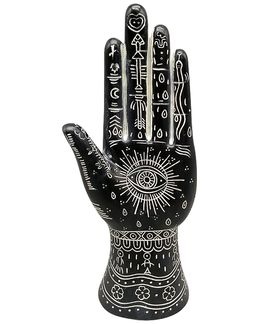 Sagebrook Home 10in Tattoo Hand Accent In Black