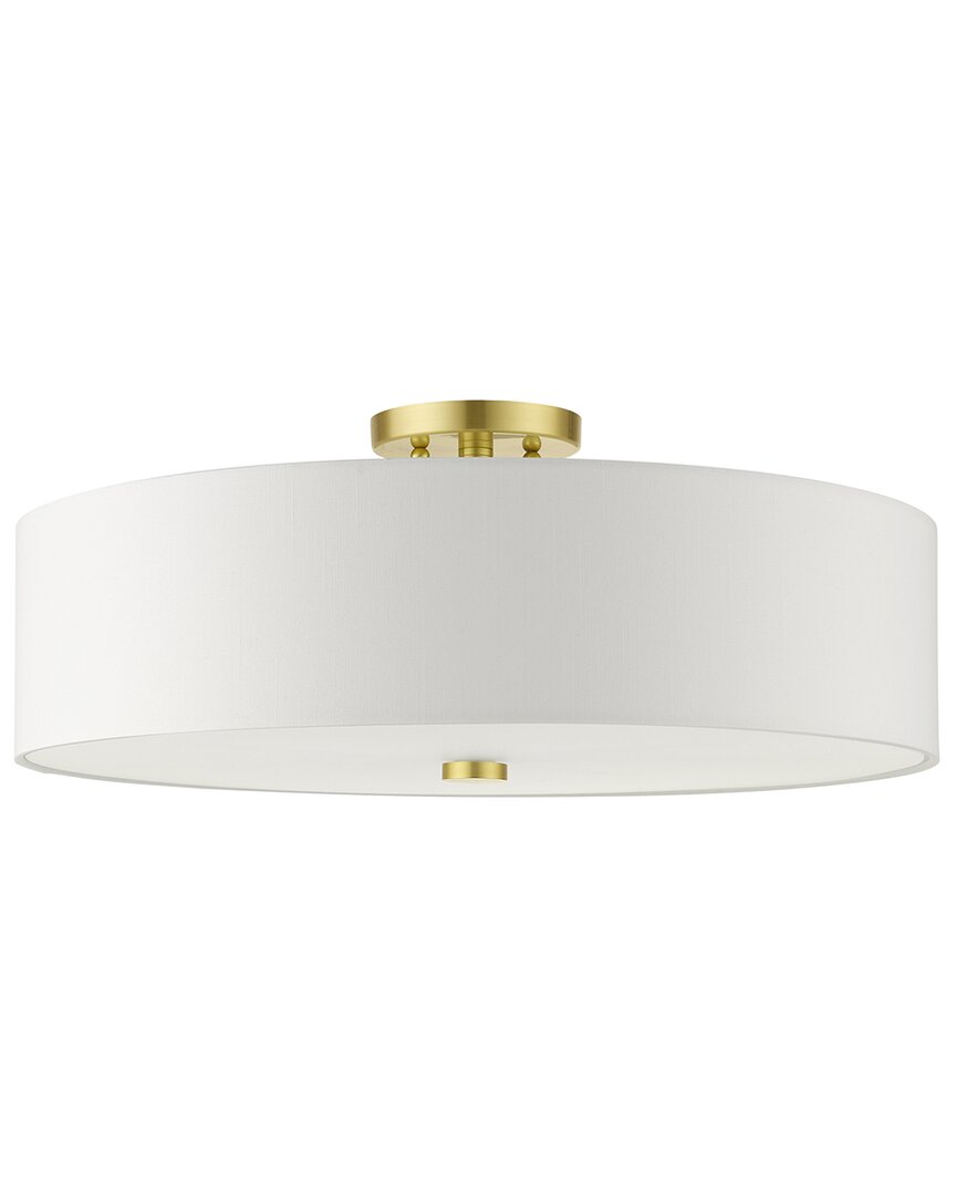 Livex Lighting 5 Light Satin Brass Semi-flush In Gold