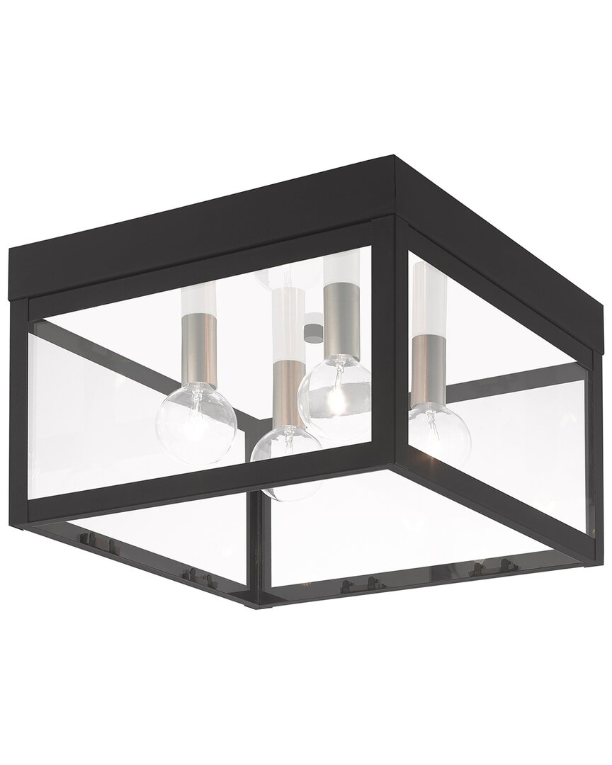 Livex Lighting Nyack 4 Light Bk Outdoor Ceiling Mount In Black