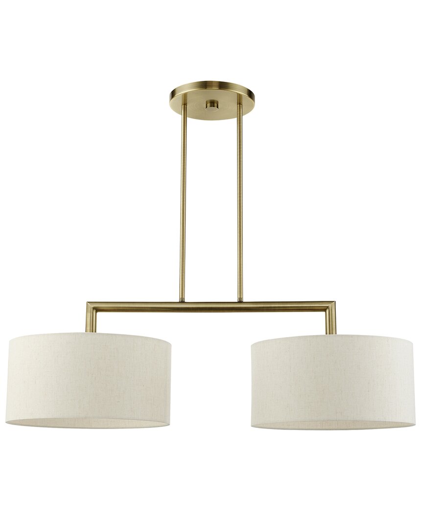 Livex Lighting 2 Light Antique Brass Linear Chandelier In Gold