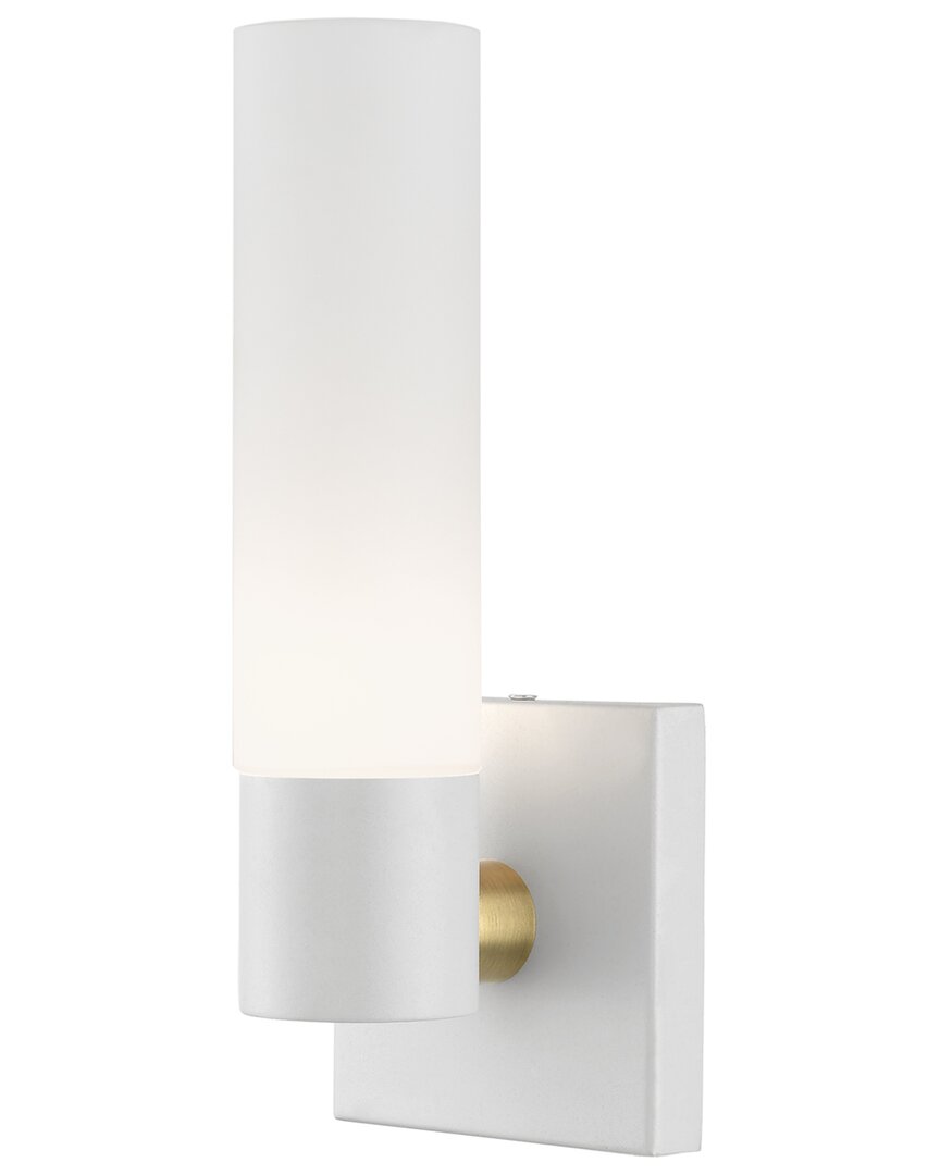 Livex Lighting 1 Light Textured White Ada Single Sconce With Antique Brass  Accent