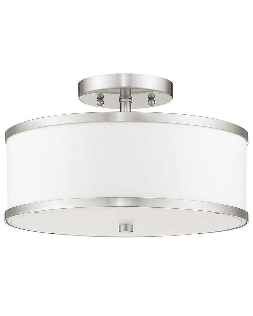 Livex Lighting Park Ridge 2-light Brushed Nickel Ceiling Mount In Silver