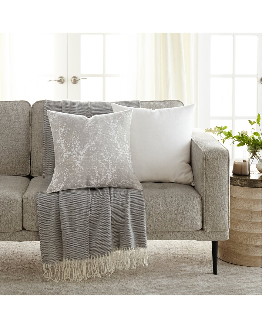 Home Collection Pack Of 2 Willow Slub Throw Pillows In Grey