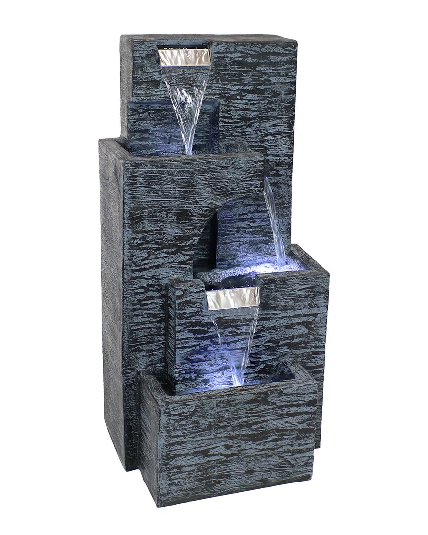 SUNNYDAZE SUNNYDAZE CONTEMPORARY CASCADING TOWER WATER FOUNTAIN WITH LED LIGHTS
