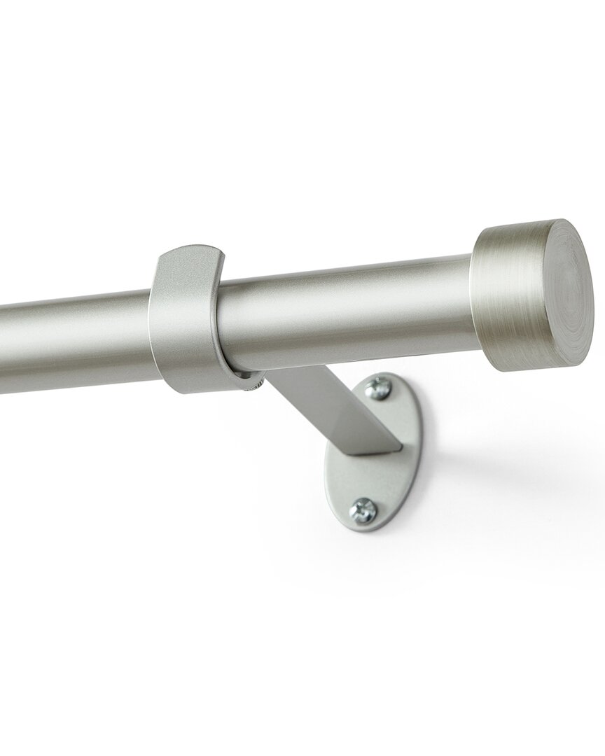 Threadmade Serena Single Curtain Rod With Contemporary Cap Finial In Gray