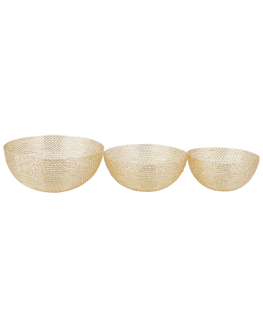 Cosmoliving By Cosmopolitan Set Of 3 Decorative Bowls In Gold