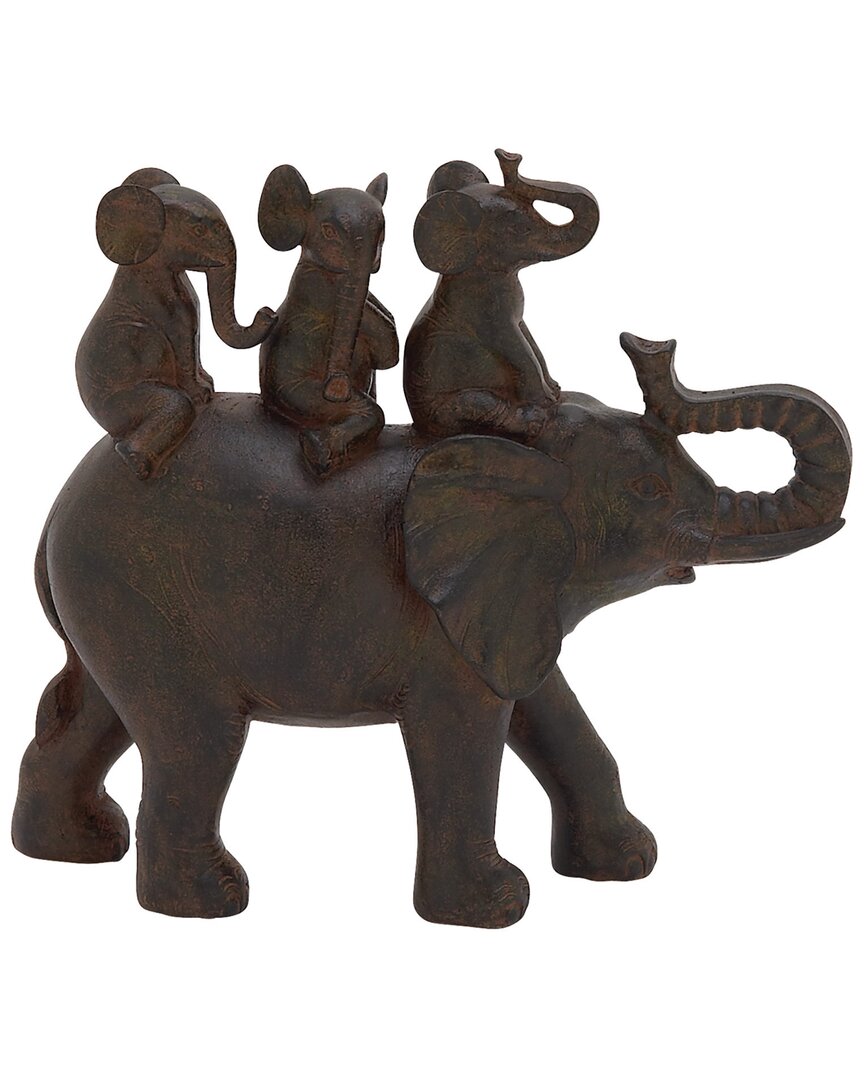 Peyton Lane Eclectic Elephant Brown Polystone Sculpture In Brown