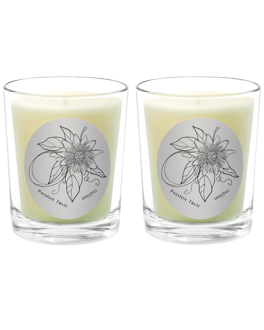 Qualitas Passion Fruit Two Scented Beeswax Candle Set In White
