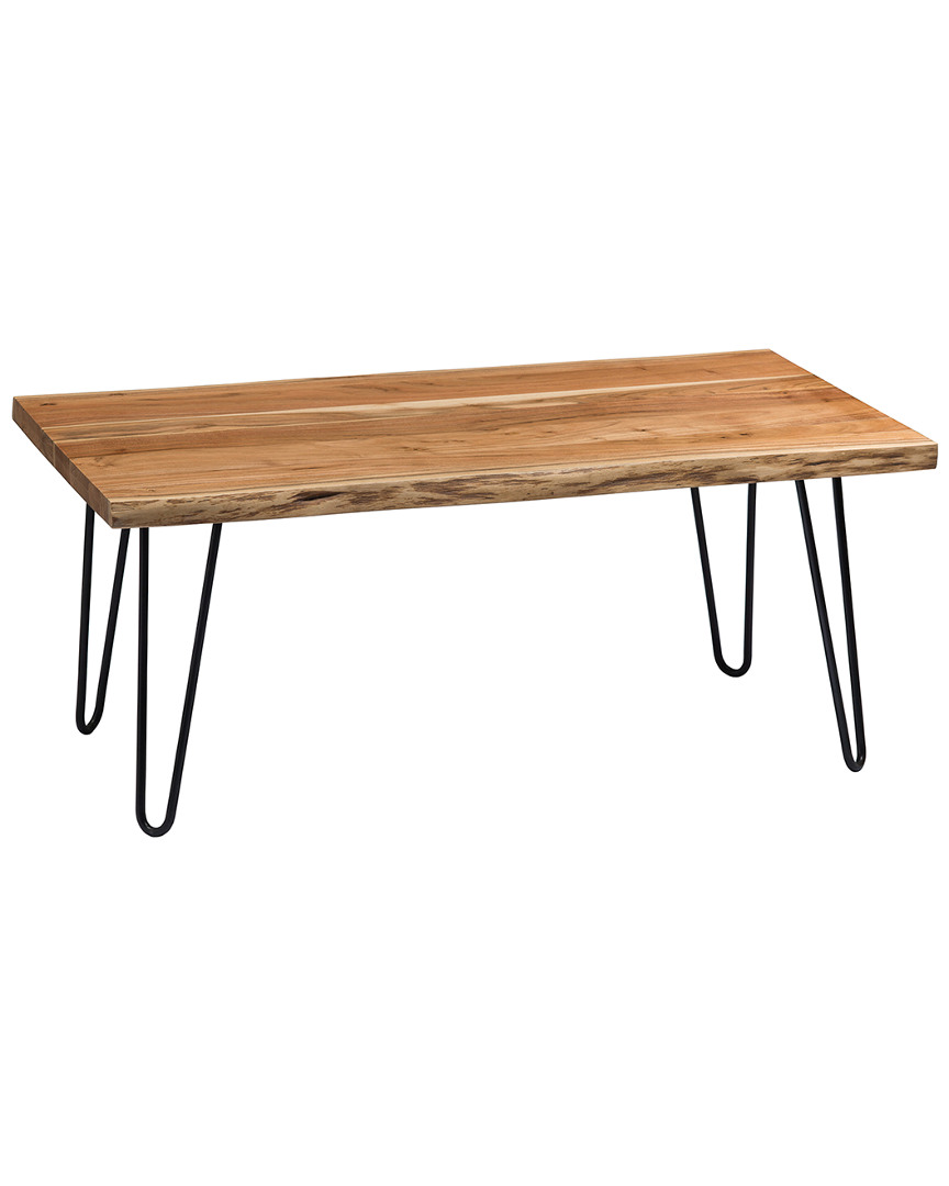 Alaterre Hairpin Natural Live Edge Wood With Metal 48in Large Coffee Table