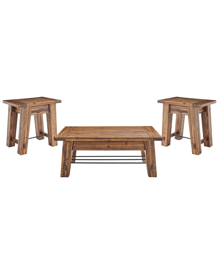 Alaterre Durango Industrial Wood 48in Coffee Table & Two End Tables, Set Of 3