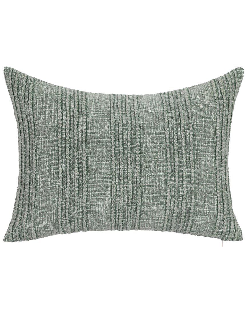 Classic Home Woven Stripe Gratitude Cotton Throw Pillow In Green