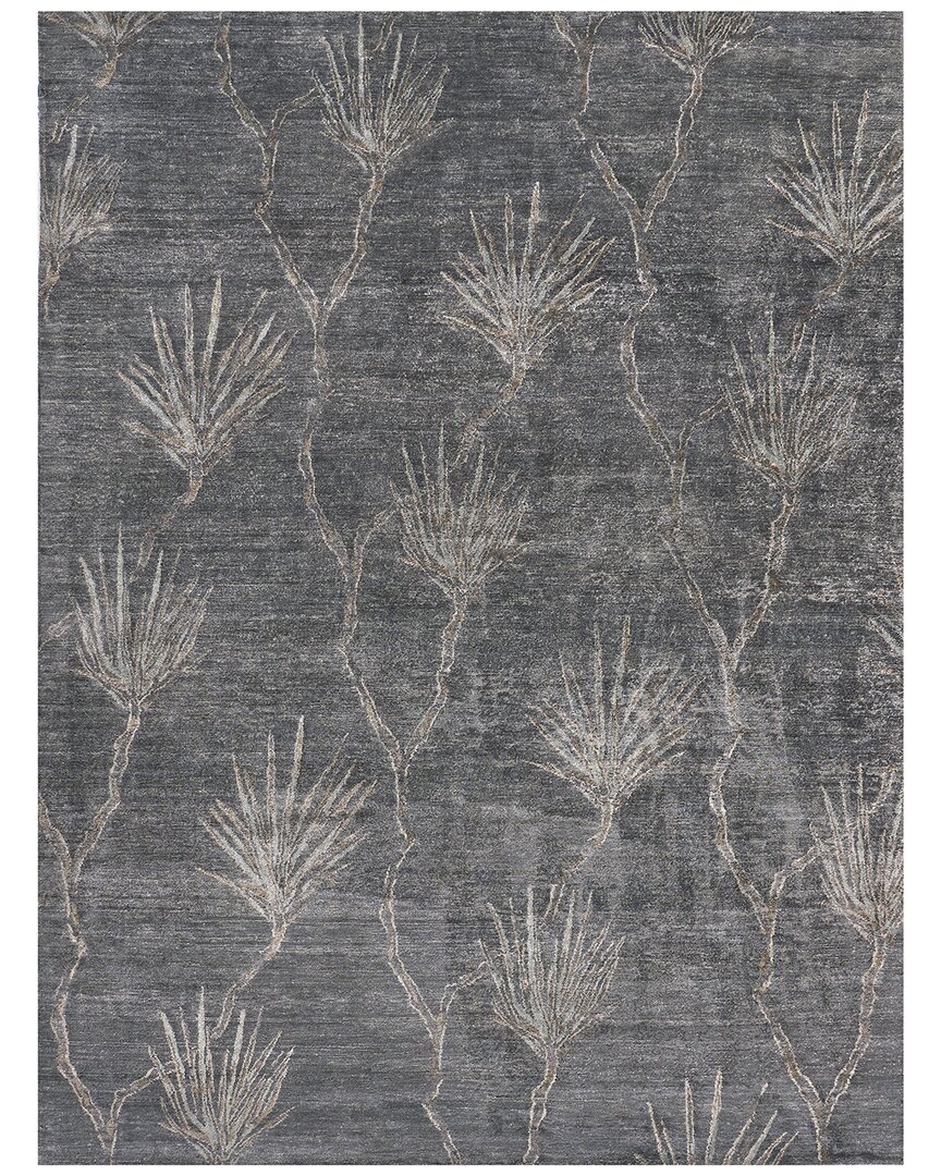 Exquisite Rugs Antique'd Silk Hand-knotted Bamboo Silk & Cotton Area Rug In Gray